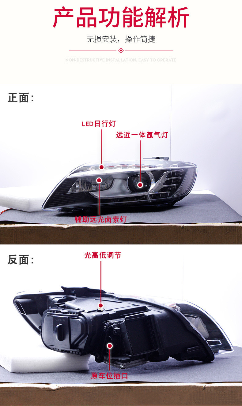 Car Styling for AUDI Q7 Headlights 2006-20 15 Upgrade LED Headlight DRL High Low Beam Bi LED Head Lamp Accessories