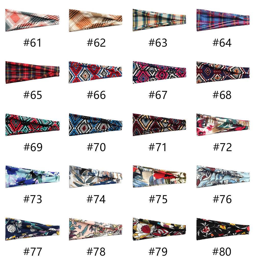 Anti perspiring wide-brimmed sports hair band Boho print headband Turban Headwear wide edge printed headscarf hair accessories