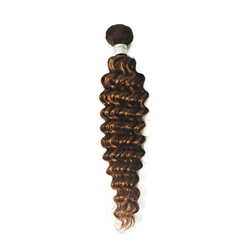 Peruvian Brazilian Virgin Hair Double Wefts P4/27 Piano Color Deep Wave 2 Bundles With 4X4 Lace Closure Free Part Baby Hair 3 PCS