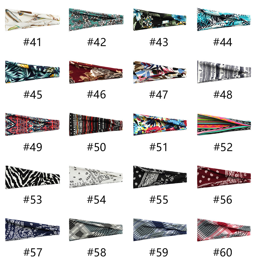 Anti perspiring wide-brimmed sports hair band Boho print headband Turban Headwear wide edge printed headscarf hair accessories