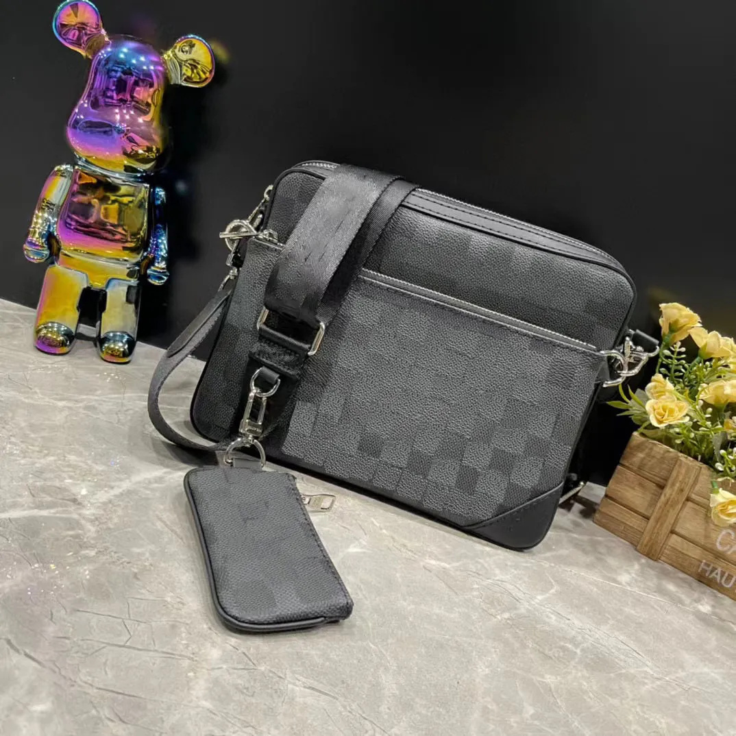 

Luxurys Designer bags men 3pcs Trio Leather Embossing Messenger Purse Crossbody Bags Shopping Bag Plain Shoulder bag Handbags Women Wallets purse tote bag, Black grid