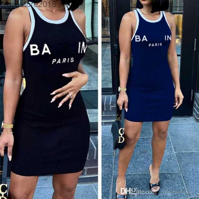 Designer Plus Size Dress Fashion Letter Print Dress Slim Quick Dry Mini Skirt American Womens Clothing XS-4XL