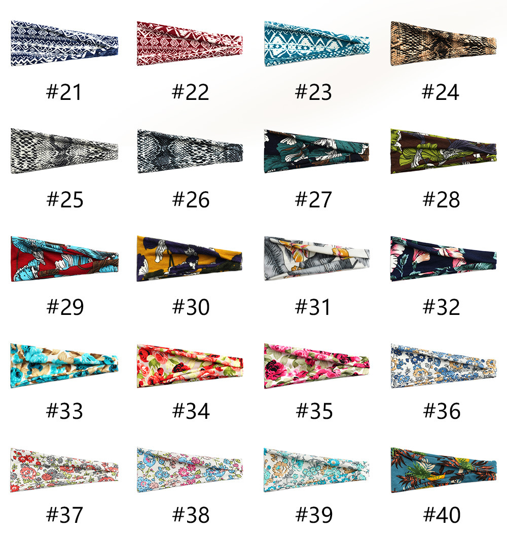Anti perspiring wide-brimmed sports hair band Boho print headband Turban Headwear wide edge printed headscarf hair accessories
