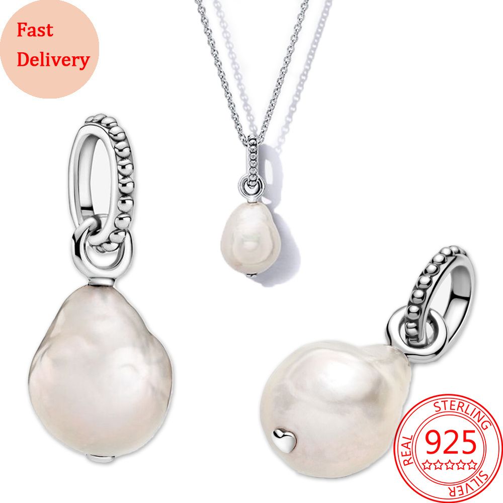 925 Sterling Silver Charm Pendant, Dress, Pearl, Compatible With The Bracelet, Boutique Necklace, Free Delivery