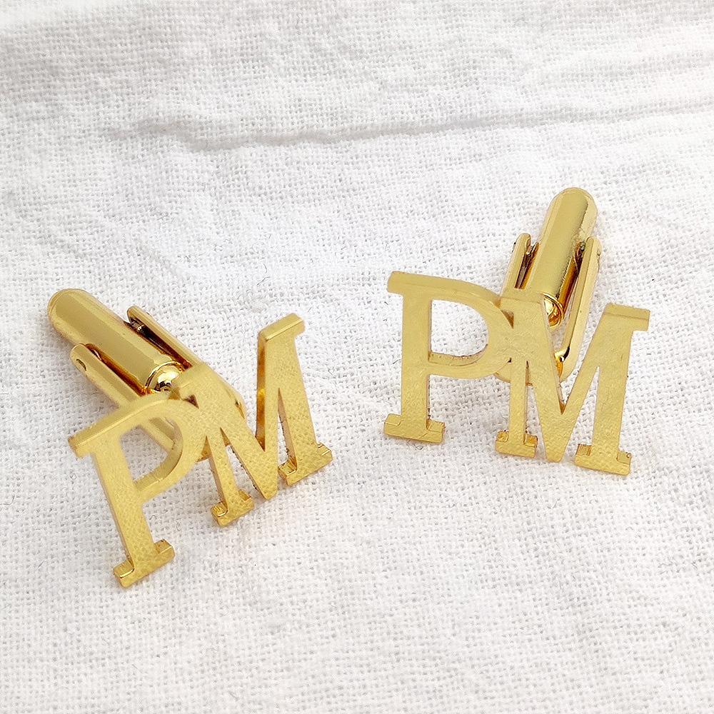 Cuff Links Custom Cufflinks Personalized Initials 13 Letter Stainless Steel Cufflink Men Suit Shirt Accessories Groomsmen Gift 230614