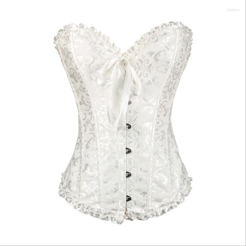 Women's Tanks Corset Women's Plus Size Corsets And Bustiers Overbust Floral Gothic Brocade Corselet Clothing Top White Black