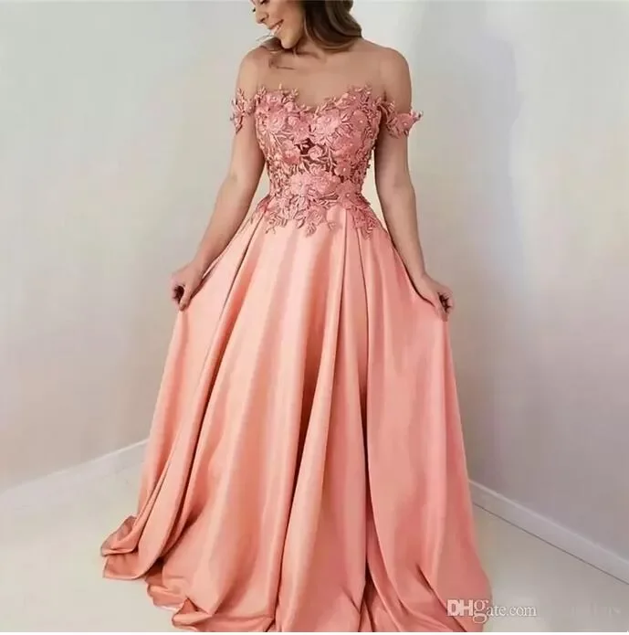 Scoop A-e Long Bridesmaid Prom or Length wer Lace Applique Crystal Satin Evening Dresses Vestidos Fiesta De Noche