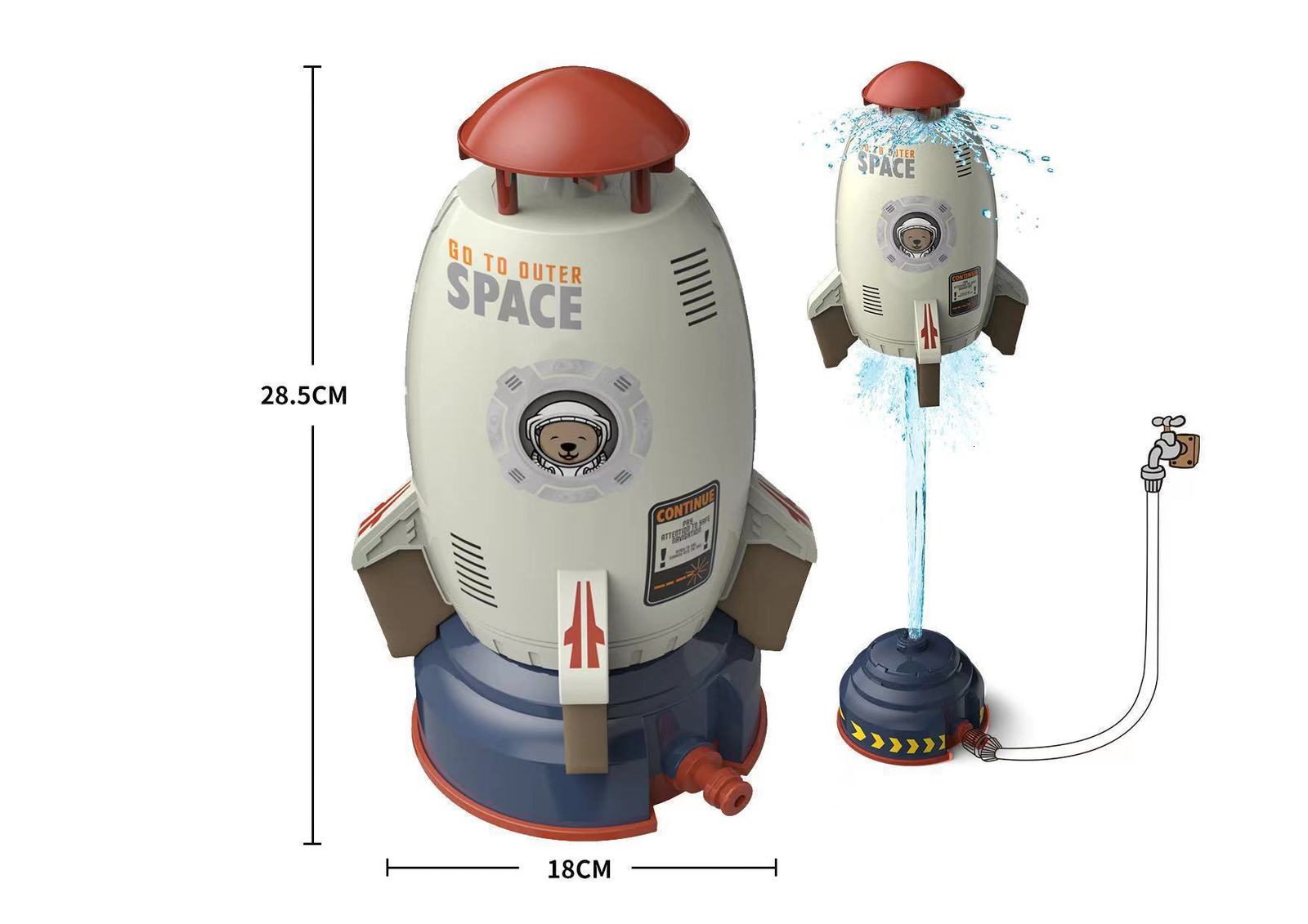 Sand Play Water Fun Space Rocket Shower Toy Sprinkler Children Spinning Flying Rocket Kids Outdoor Water Playing water toy Jet Toy Gift Diy Sticker 23