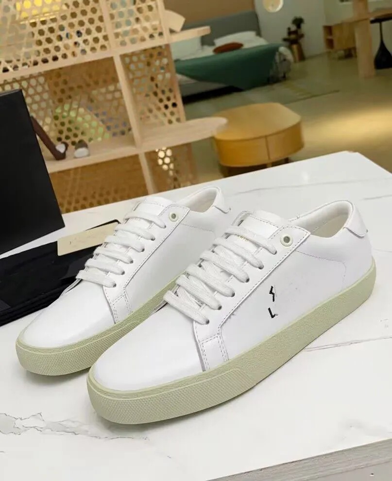 Luxury 23S/S Low-top Court Classic SL/06 Sneakers Shoes Embroidered White Black Leather Canvas Platform Trainers Couple Couple Skateboard Walking EU35-45
