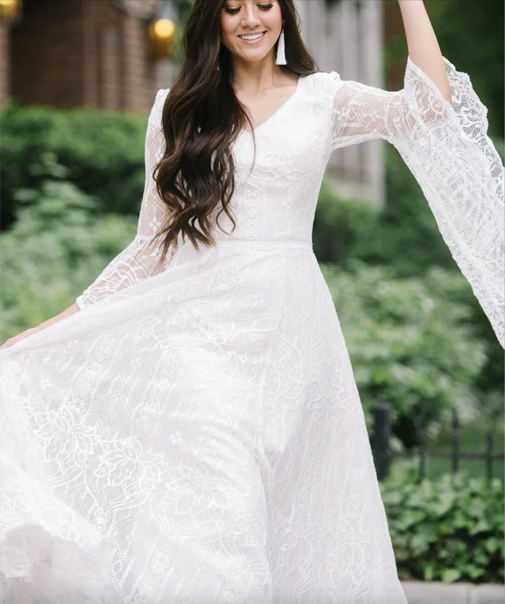 Bride Wedding Dress New Sumemr Beach Lace V-Neck Batwing Sleeves Boho Chic Bridal Gowns Robe De Mariage Vestidos 0431