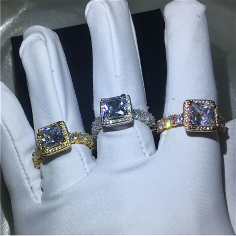 2020 Vintage Engagement Wedding Band Rings for women men AAAAA zircon cz Real Silver Color ring Bridal Party Jewelry Gift