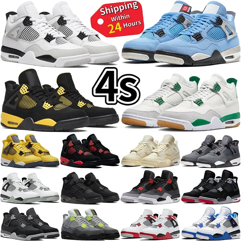 

Top Jumpman 4 4s Basketball Shoes for Men Women OG Red Thunder Pine Green Military Black Cat White Oreo Sail Seafoam University Blue Bred Mens Womens Sports Sneakers, Color 15