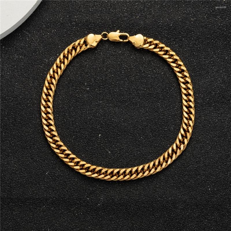 Anklets Wide 6mm Cuban Link Chain Gold Color Anklet Thick 9 Inches Ankle Bracelet For Women Men Waterproof