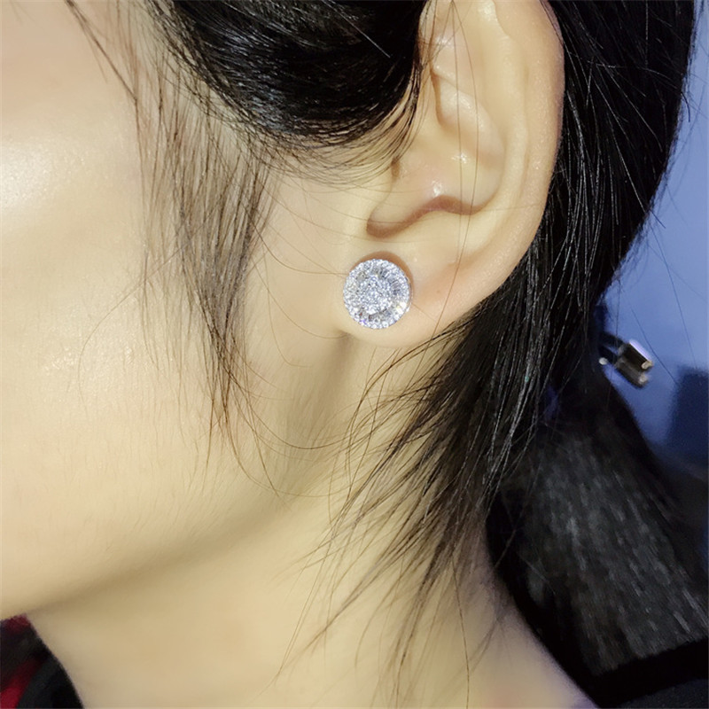 Trendy Flower Lab diamond cz Stud Earring Real 925 Sterling Silver Engagement Wedding Earrings for women Gemstone Party Jewelry