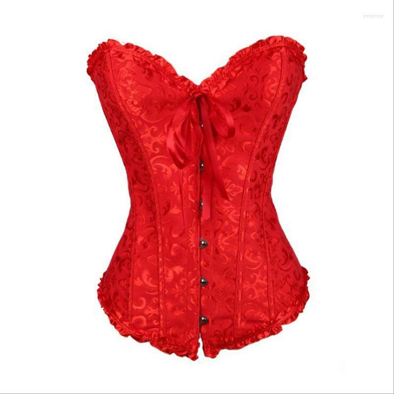 Women's Tanks Corset Women's Plus Size Corsets And Bustiers Overbust Floral Gothic Brocade Corselet Clothing Top White Black