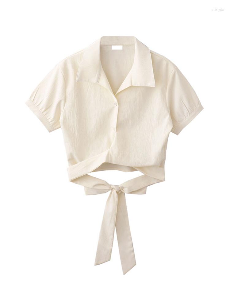 Women' Blouses Women Retro Solid Color Design Crop Chiffon Shirt 2023 Turn-down Collar Short Tie Up Female Vintage Simple Cozy Chic, White
Women' Blouses Women Retro Solid Color Design Crop Chiffon Shirt 2023 Turn-down Collar Short Tie Up Female Vintage Simple Cozy Chic, White