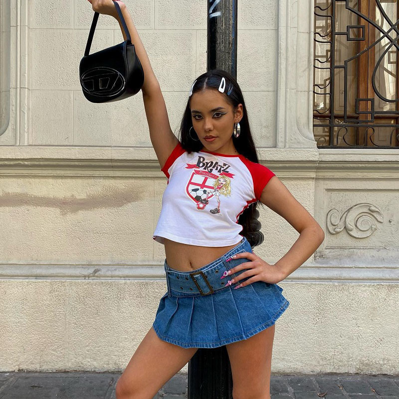 Women's T-Shirt Aesthetic Hip Hop Cartoon Letter Tee Tops Streetwear Gothic Harajuku T-shirt Vintage Crop Top Women 2000s Y2K clothes 230615