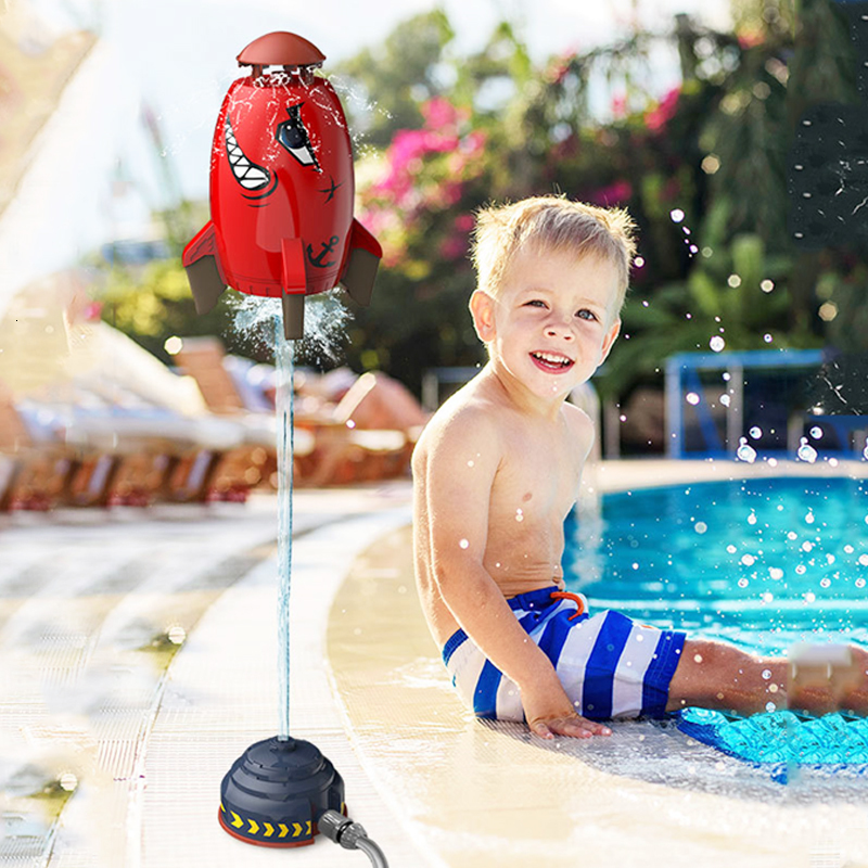 Sand Play Water Fun Space Rocket Shower Toy Sprinkler Children Spinning Flying Rocket Kids Outdoor Water Playing water toy Jet Toy Gift Diy Sticker 23