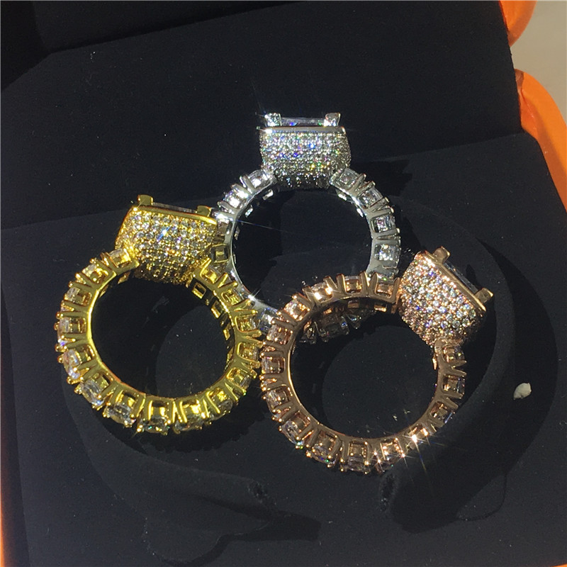 2020 Vintage Engagement Wedding Band Rings for women men AAAAA zircon cz Real Silver Color ring Bridal Party Jewelry Gift