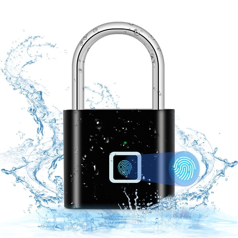 Door Locks KERUI Keyless USB Charging Fingerprint Lock Smart Padlock Waterproof Door Lock 0.2sec Unlock Portable Anti-theft Padlock Zinc 230614