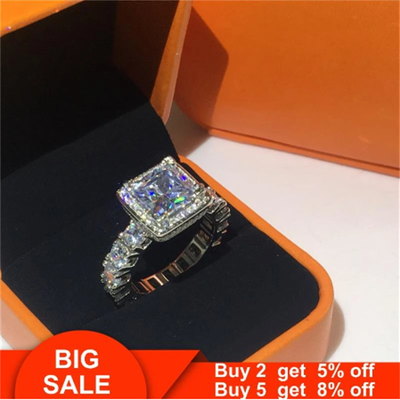 2020 Vintage Engagement Wedding Band Rings for women men AAAAA zircon cz Real Silver Color ring Bridal Party Jewelry Gift