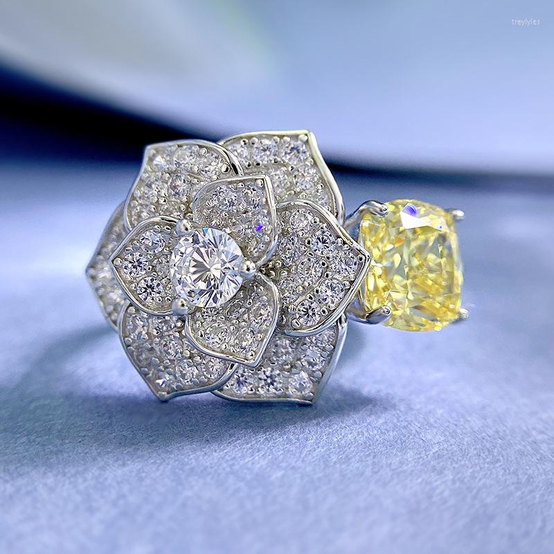 Cluster Rings 2023 S925 Sterling Silver 8 Yellow Diamond Flower Cut High Grade Feeling Camellia Fashion Ring For Women
Cluster Rings 2023 S925 Sterling Silver 8 Yellow Diamond Flower Cut High Grade Feeling Camellia Fashion Ring For Women