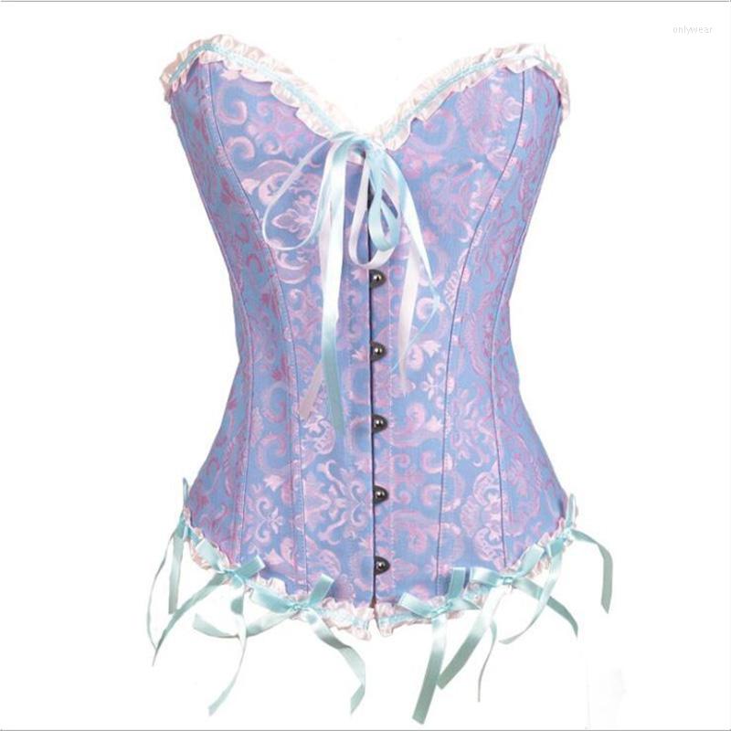 Women's Tanks Corset Women's Plus Size Corsets And Bustiers Overbust Floral Gothic Brocade Corselet Clothing Top White Black