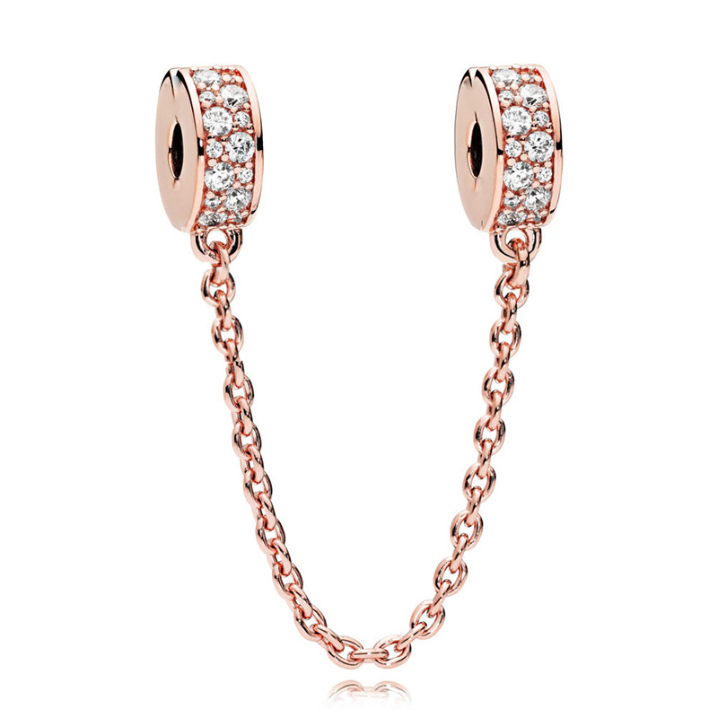 925 Sterling Silver Charm Rose Gold Gold Security Chain Jewelry Gift Suitable For DIY Bracelet Pendant Free Delivery