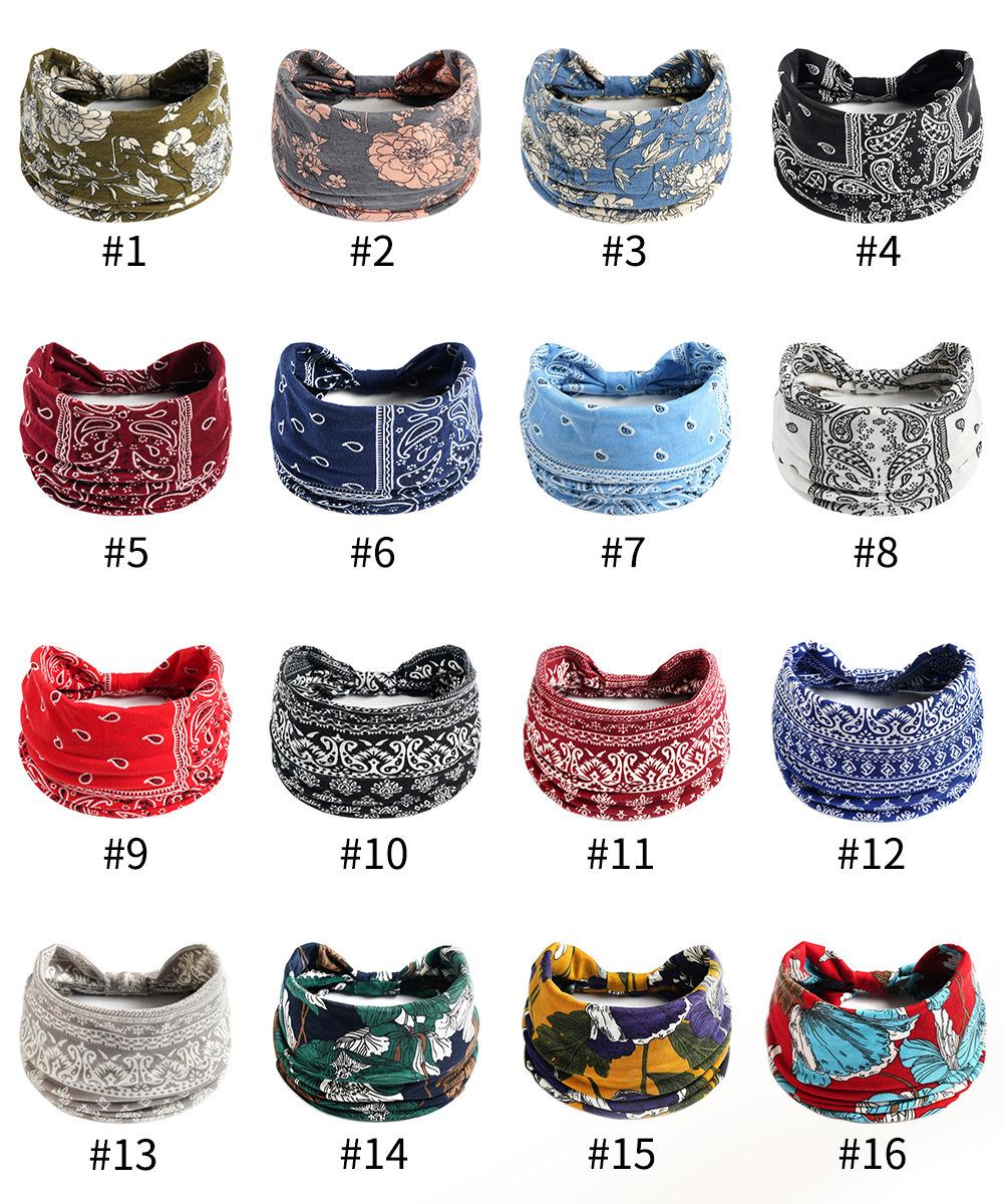 More than 300Colors Sports Wide-sided Elastic Headband Boho Hair Band Wash Face Beam Headscarf Yoga Bandanas Accessories
