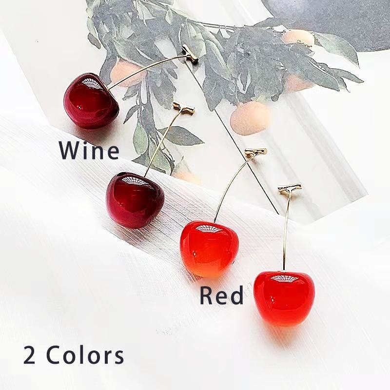 Dangle Chandelier Accessories for Women Red Cherry Earrings Fruit Statement Earring Wedding Party Korean Jewelry Gift Mujer 230614