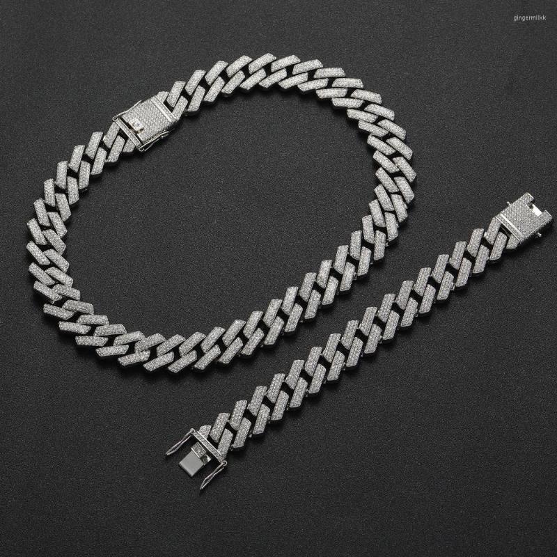 Chains ULJ Hip Hop Rhombus Cuban Chain Iced Out Bling Necklace Men Women 20mm Width Hiphop Crystal Fashion Jewelry