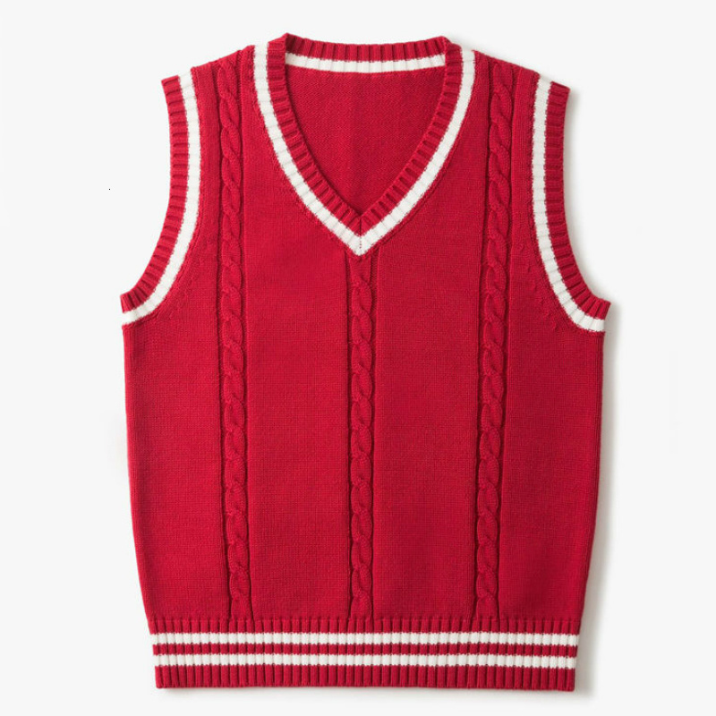 Men's Sweaters Sweater Vest Men Thicken V neck Sleeveless Knitted Vests Striped Retro Preppy style Simple Chic Loose Casual All match 230615