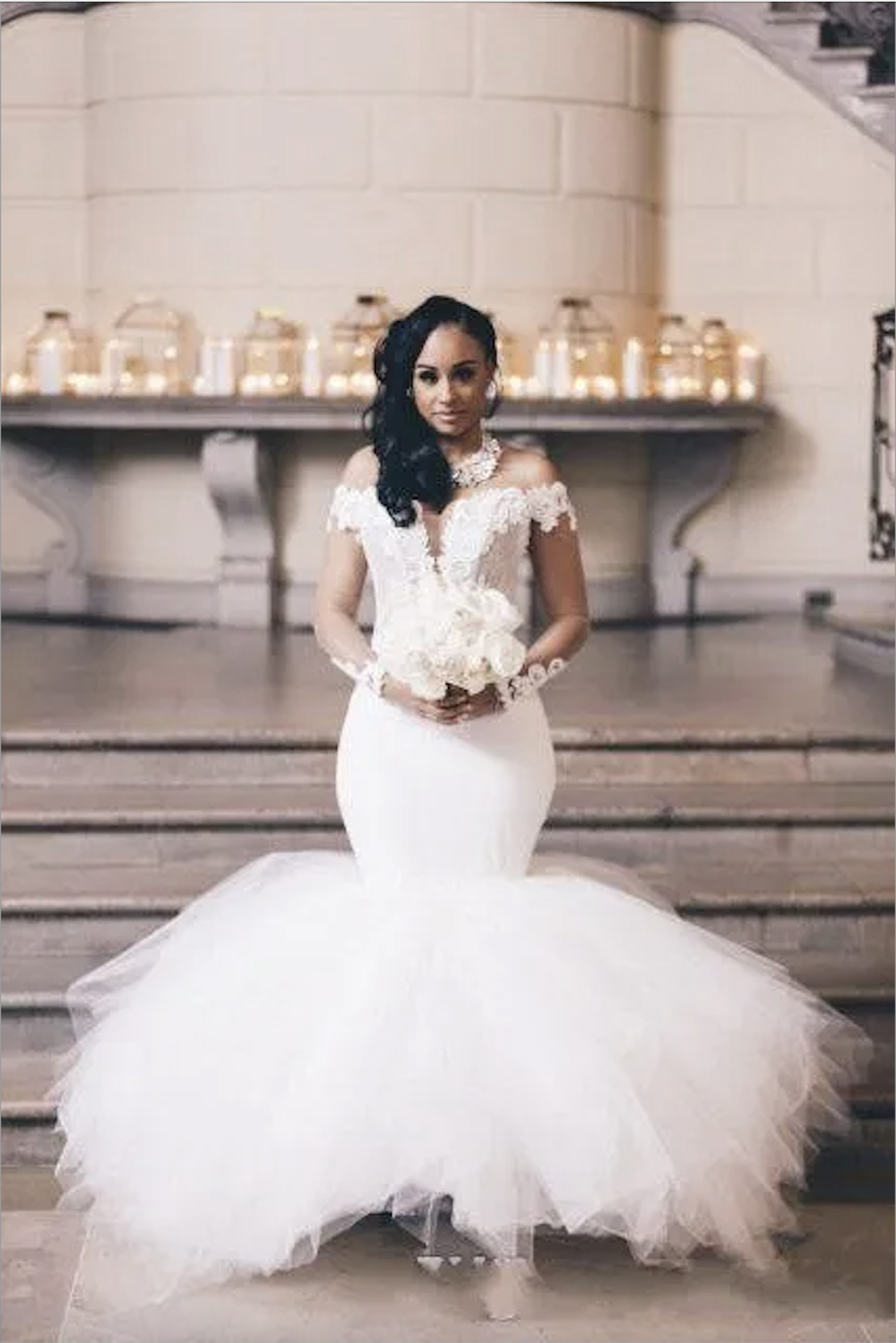 2023 New Sexy Arabic Mermaid Wedding Dresses Off Shoulder Long Sleeves Lace Appliques Illusion Keyhole Plus Size Formal Bridal Gowns