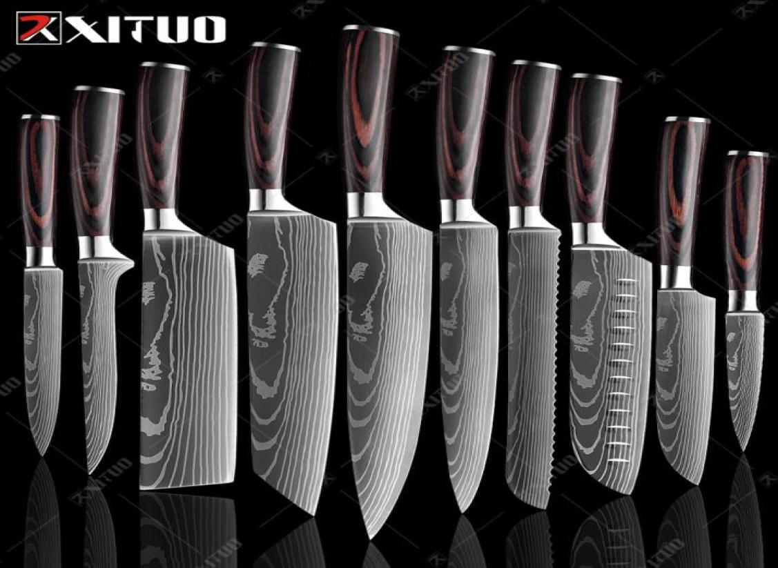 Selling Chef knife Set Laser Damascus Pattern Kitchen Knives Sharp Japanese Santoku Knife Cleaver Slicing Utility Knife drop shipp6787368 
Selling Chef knife Set Laser Damascus Pattern Kitchen Knives Sharp Japanese Santoku Knife Cleaver Slicing Utility Knife drop shipp6787368