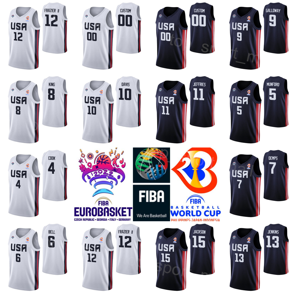 Printed US Basketball Jerseys World Cup Jaren Jackson Jr Tyrese Haliburton Jalen Brunson Anthony Edwards Austin Reaves Brandon Ingram Mikal Bridges Bobby Portis, Ivory
Printed US Basketball Jerseys World Cup Jaren Jackson Jr Tyrese Haliburton Jalen Brunson Anthony Edwards Austin Reaves Brandon Ingram Mikal Bridges Bobby Portis, Ivory