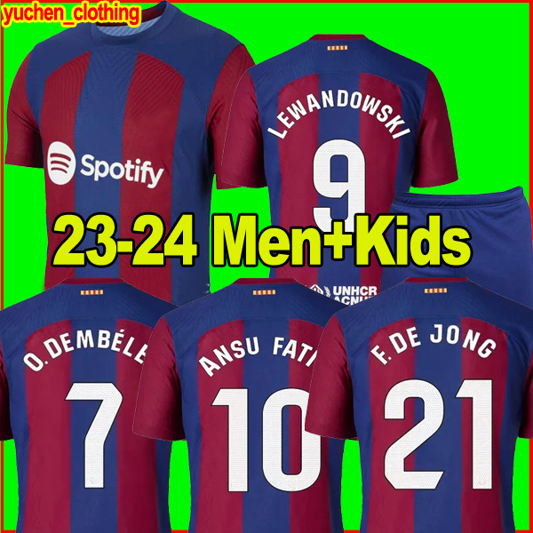 

23/24 LEWANDOWSKI ANSU FATI Soccer Jerseys 2023 2024 FERRAN R. ARAUJO CHRISTENSEN O. DEMBELE PEDRI MEMPHIS DEST GAVI barcelona maillots football shirt kids kit uniform, 23-24 home