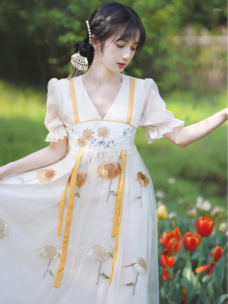 Party Dresses SWEETXUE Hanfu Embroidered Heavy Industry Fringed Beaded Chinese Style Retro Loose Fairy Fashion Romantic Dress Vestidos