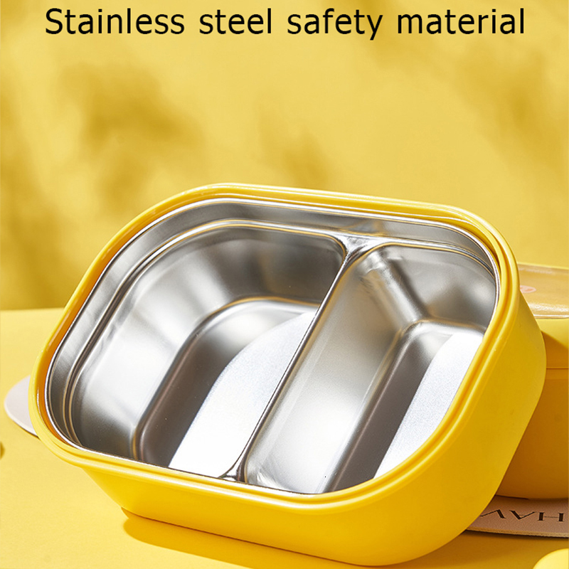 Bento Boxes Cute Stainless Steel Lunch Box Kids School Kawaii Sealed Portable Food Container Separate Heatable Lunchbox 230616