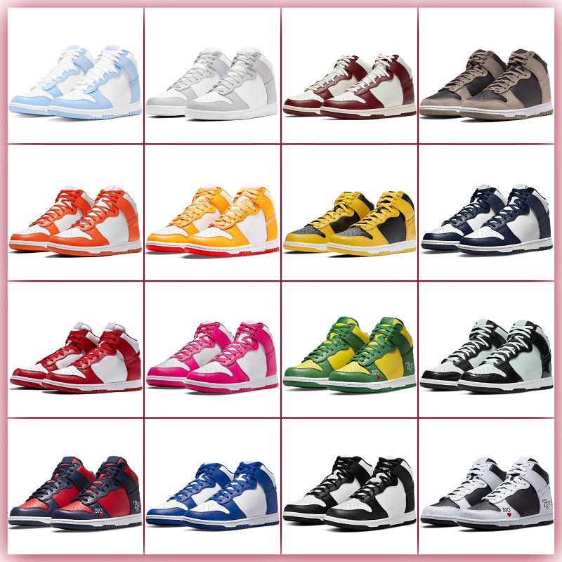 Original dunks high casual shoes sb high basketball shoes designer Retro men women black light gray olive dark chocolate Red Pink Maize Laser Blue Trainers sneakers