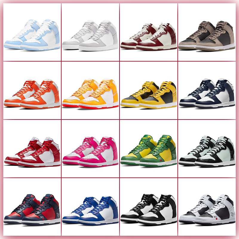 Original dunks high casual shoes sb high basketball shoes designer Retro men women black light gray olive dark chocolate Red Pink Maize Laser Blue Trainers sneakers