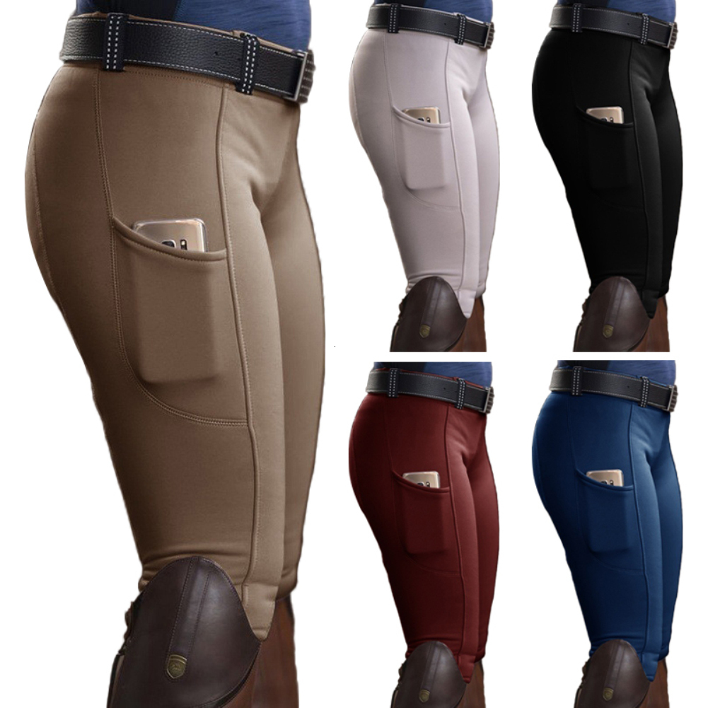 Women's Pants s Horse Riding Trouser Sport Solid Color High Waist Pocket Hip Lift Elastic Equestrian Sports 230616