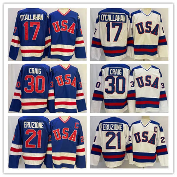 Hockey Jerseys Eruzione 21 Craig 30 O'callahan 17 Jersey Team US A Blue And White Color Size M-XXXL Stitched Men
Hockey Jerseys Eruzione 21 Craig 30 O'callahan 17 Jersey Team US A Blue And White Color Size M-XXXL Stitched Men