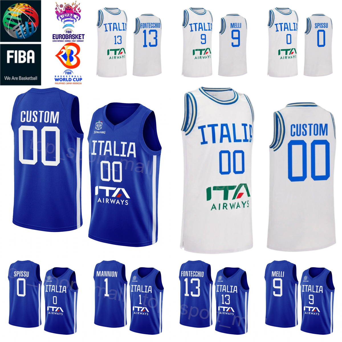 Printed National Team Italy Basketball Jersey 2023 World Cup 1 Nico MANNION 9 Nicolo Melli 13 Simone Fontecchio 0 Marco Spissu 30 Guglielmo CARUSO 10 Davide CASARIN, With world cup patch
Printed National Team Italy Basketball Jersey 2023 World Cup 1 Nico MANNION 9 Nicolo Melli 13 Simone Fontecchio 0 Marco Spissu 30 Guglielmo CARUSO 10 Davide CASARIN, With world cup patch