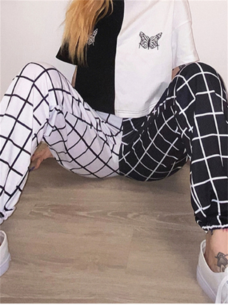Women's Pants Capris Women Fashion Long Pants Checkerboard Plaid High Waist Harem Pants Hip Hop Gothic Causal Trousers Harajuku 230615