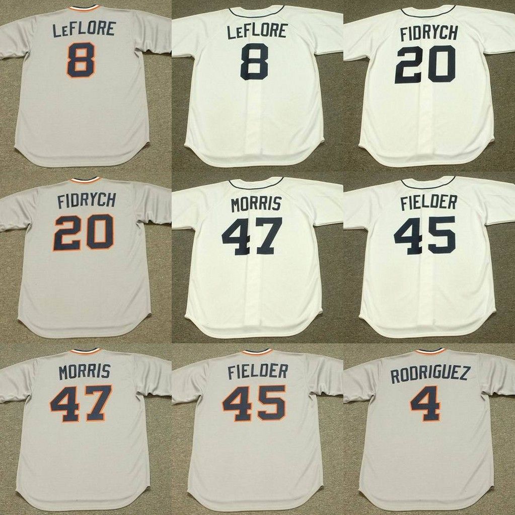 Detroit 4 AURELIO RODRIGUEZ 7 TOM VERYZER 8 RON LeFLORE 20 MARK FIDRYCH 45 CECIL FIELDER 47 ACK MORRIS Baseball Jersey 1984
Detroit 4 AURELIO RODRIGUEZ 7 TOM VERYZER 8 RON LeFLORE 20 MARK FIDRYCH 45 CECIL FIELDER 47 ACK MORRIS Baseball Jersey 1984