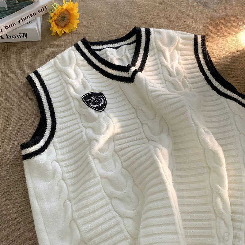Men's Sweaters Oversize Vintage Women Men Youth Sweater Pullover Vest Couple Loose Sleeveless Striped Japanese Style 230615