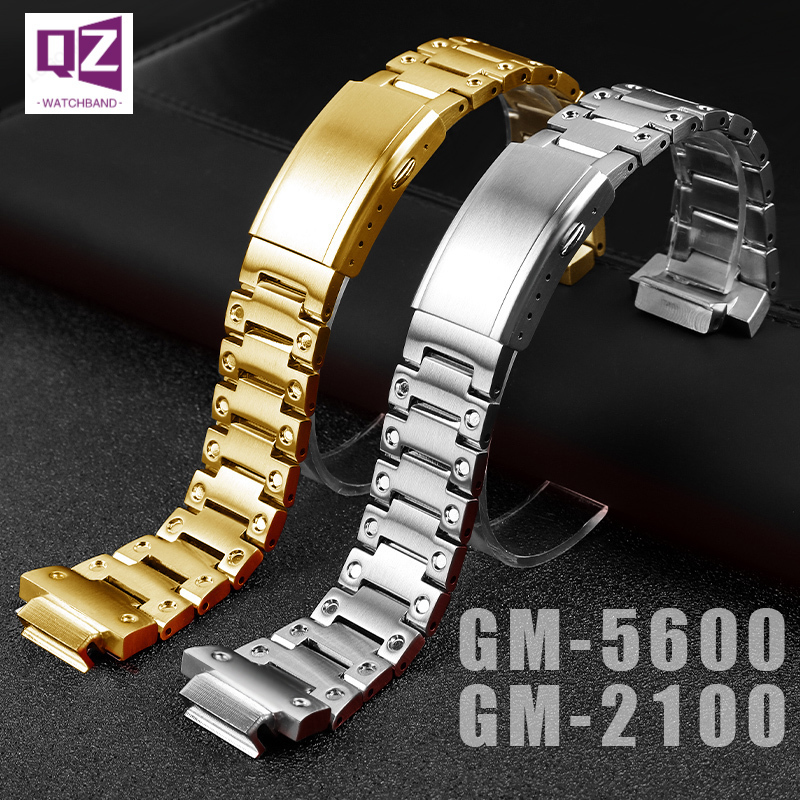 Watch Bands Stainless Steel watchband for casio GW-B5600 DW5600/M5610/GMW-B5000/GA2100/GM-2100 GM5600 watch band metal steel strap Bracelet 230616