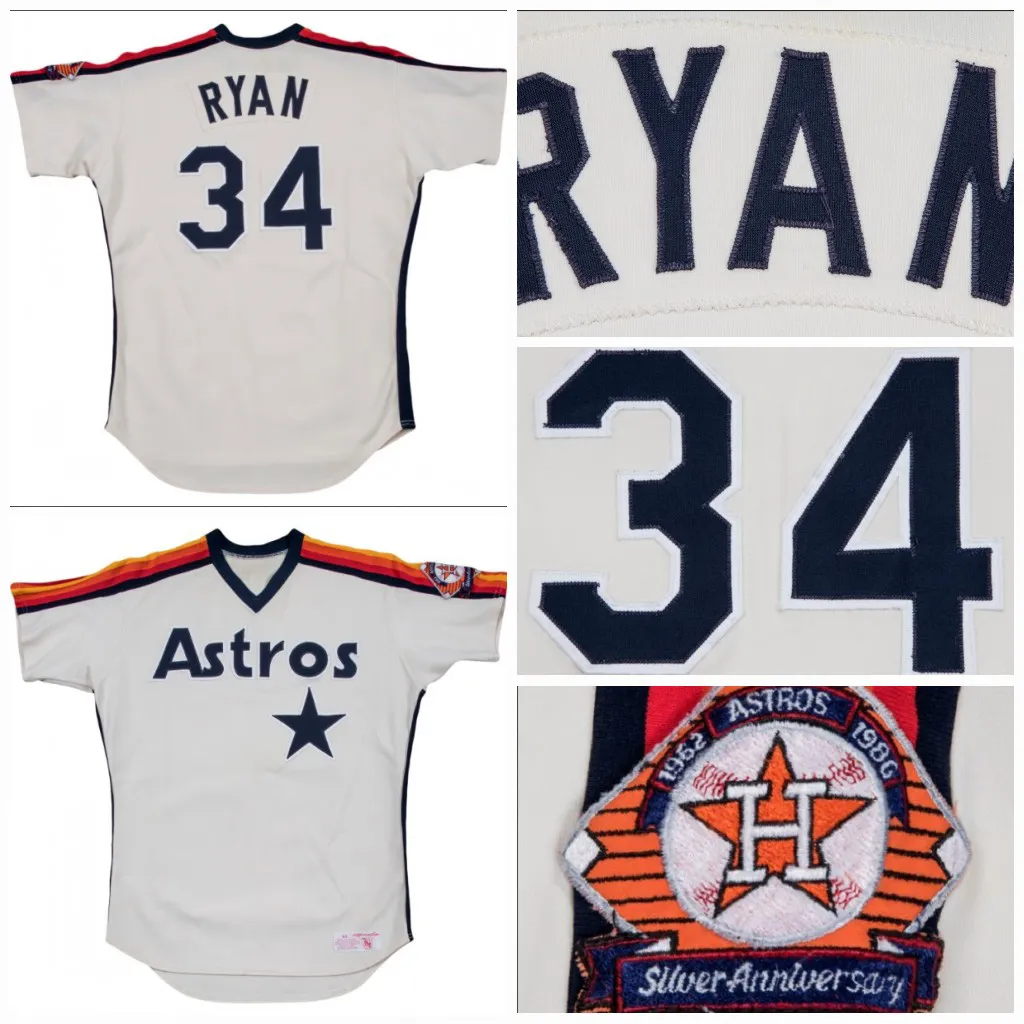 34 Nolan Ryan 1962-1986 Silver Anniversary Game Used Houston Home Vintage Baseball Jerseys All Stitched Fast Shipping
34 Nolan Ryan 1962-1986 Silver Anniversary Game Used Houston Home Vintage Baseball Jerseys All Stitched Fast Shipping