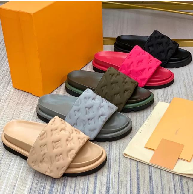 Designer Pool Pillow Women Man Sandals louiseity Viutonity Slippers Sides Sunset Flat Comfort Mules Padded Front Strap Slipper Vuitton louise Viuton vutton Style
