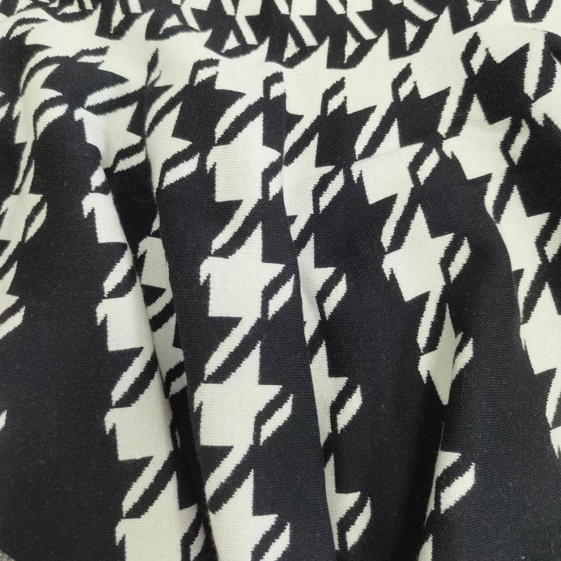 Work Dresses 2023 Autumn Winter Vintage Knitted Women Houndstooth High Waisted Slim Top A-line Classic Office Lady Versatile Tweed Skirt